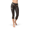 Striped Lines Women's Capri Leggings - Brown