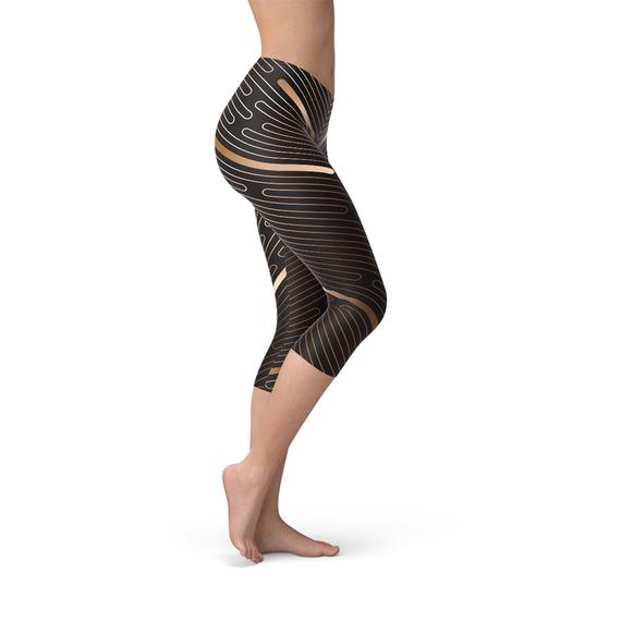 Striped Lines Women's Capri Leggings - Brown - product image 2