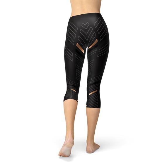 Stripes Women's Capri Leggings - Black - product image 3