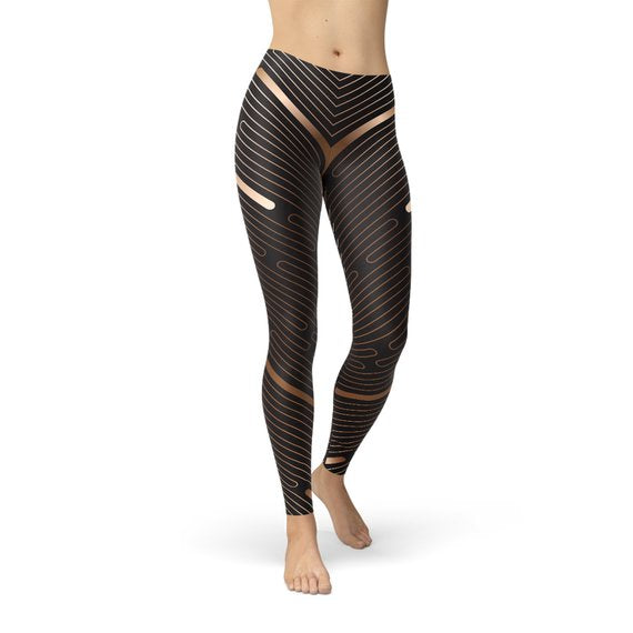 Striped Lines Women's Leggings - Brown