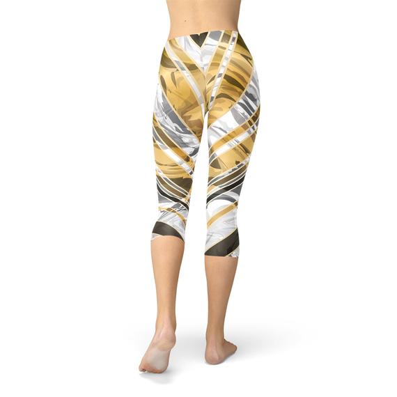 Marble W Lines Women's Capri Leggings - Black - product image 4