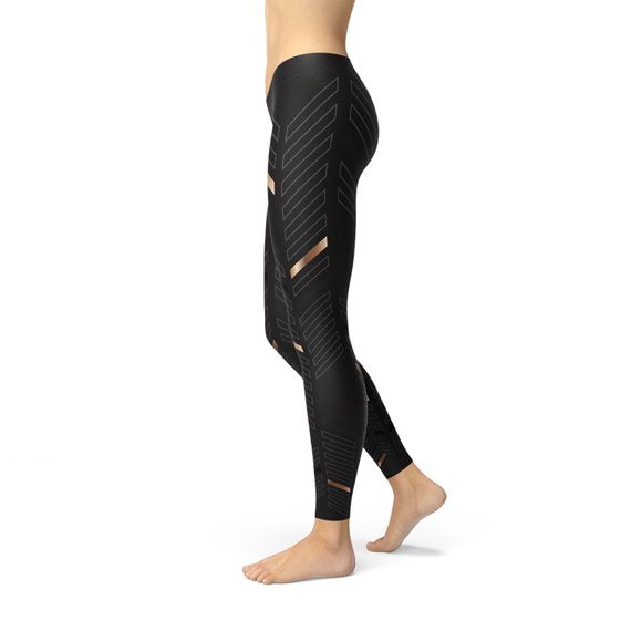 Stripes Women's Leggings - Black - product image 5