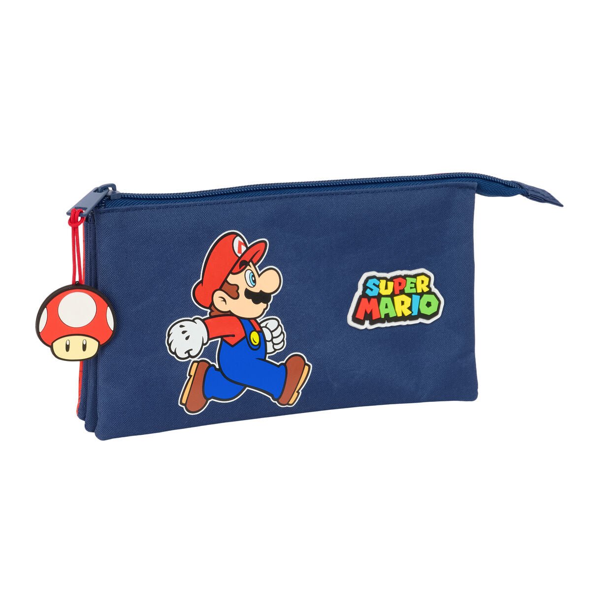 Super Mario Dreifach-Federmäppchen Trick Rot Dunkelblau – Produktbild 1