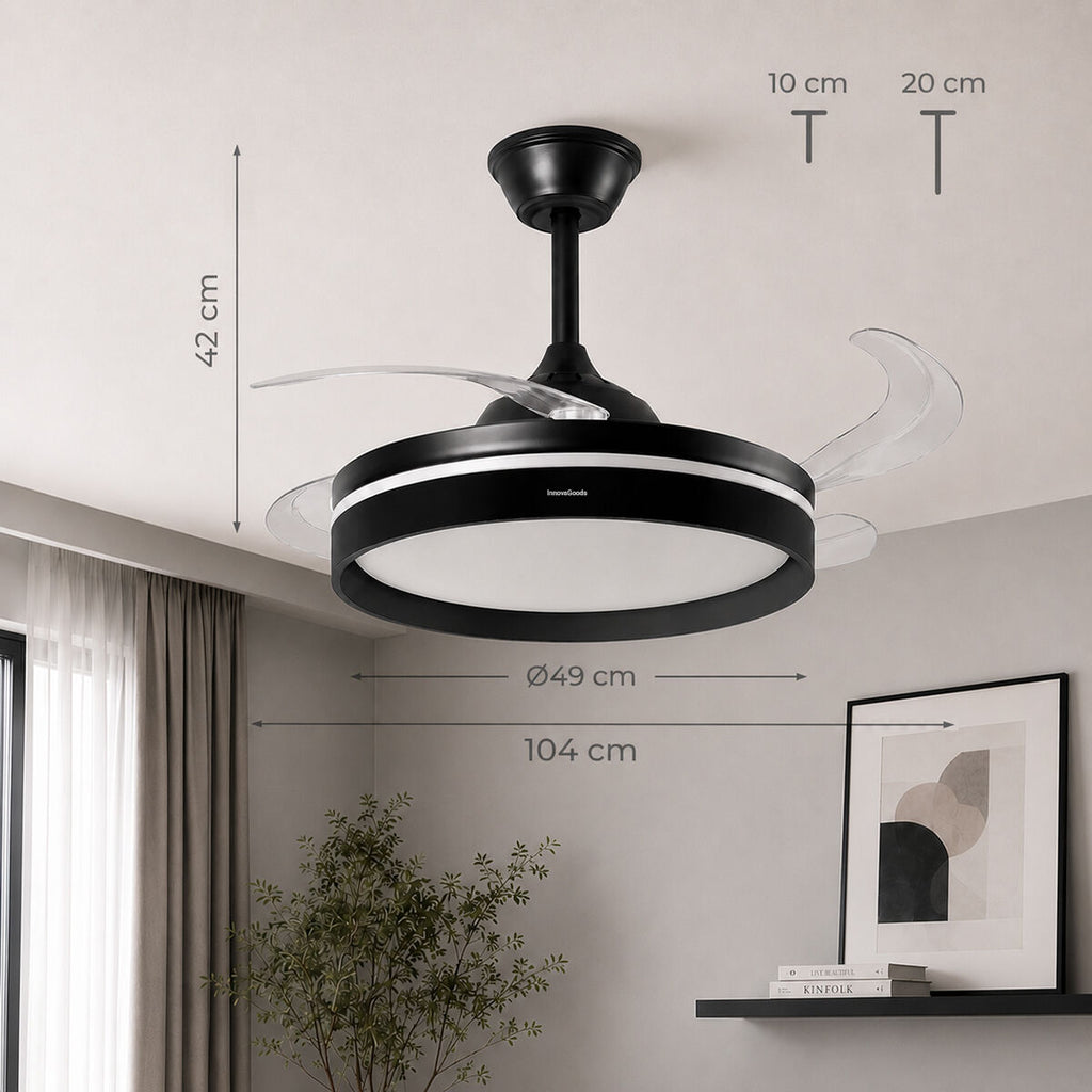 Deckenventilator mit LED-Licht, 4 Retractable Blades & Fern Steuerung InnovaGoods – Produktansicht 6