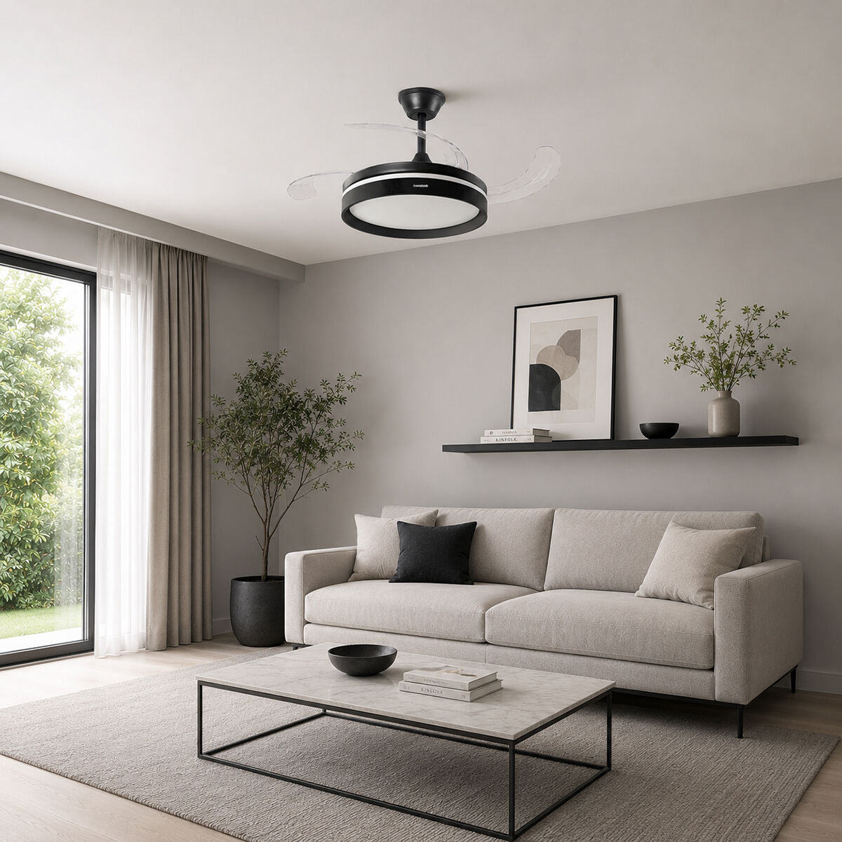 Deckenventilator mit LED-Licht, 4 Retractable Blades & Fern Steuerung InnovaGoods – Produktansicht 8