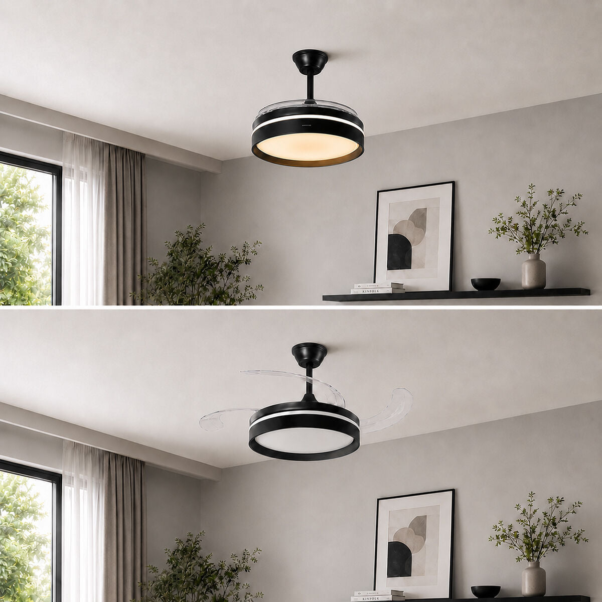 Deckenventilator mit LED-Licht, 4 Retractable Blades & Fern Steuerung InnovaGoods – Produktansicht 2